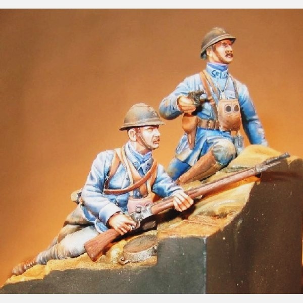 OFFICIER ET SOLDAT D'INFANTERIE FRANCAIS 1916 (avec socle) – Image 2