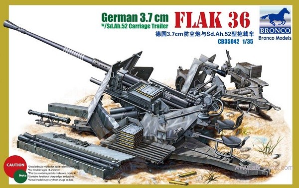 German 3.7cm Flak 36 with Sd.Ah.52 Carriage Trailer