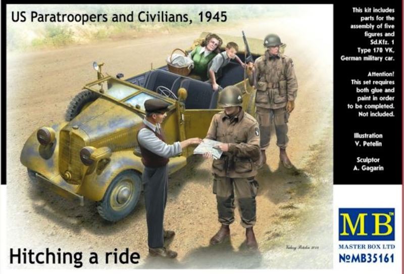 Hitching a ride, US Paratroopers and Civilians 1945