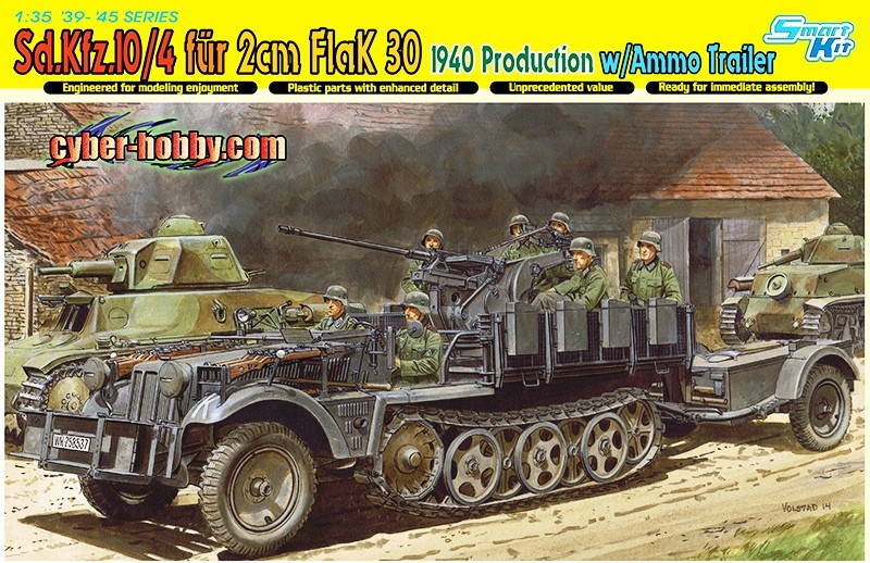 Sd.Kfz.10/4 fur 2cm FlaK 30, 1940 Production w/Ammo Trailer