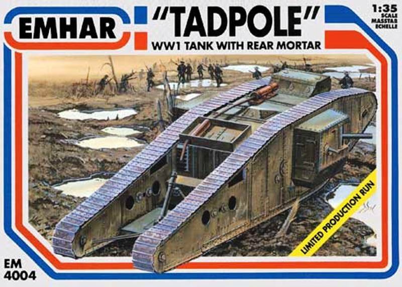 "TADPOLE" WWI TANK with rear mortar
