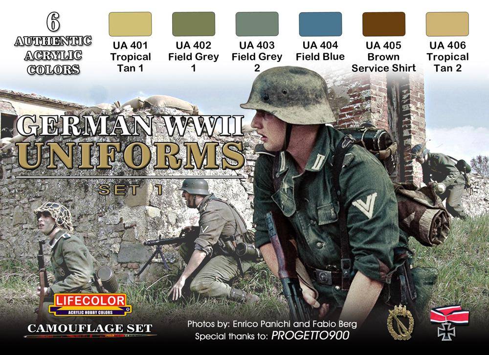 GERMAN WWII UNIFORMS SET 1 6x 22ml acrylic colours
