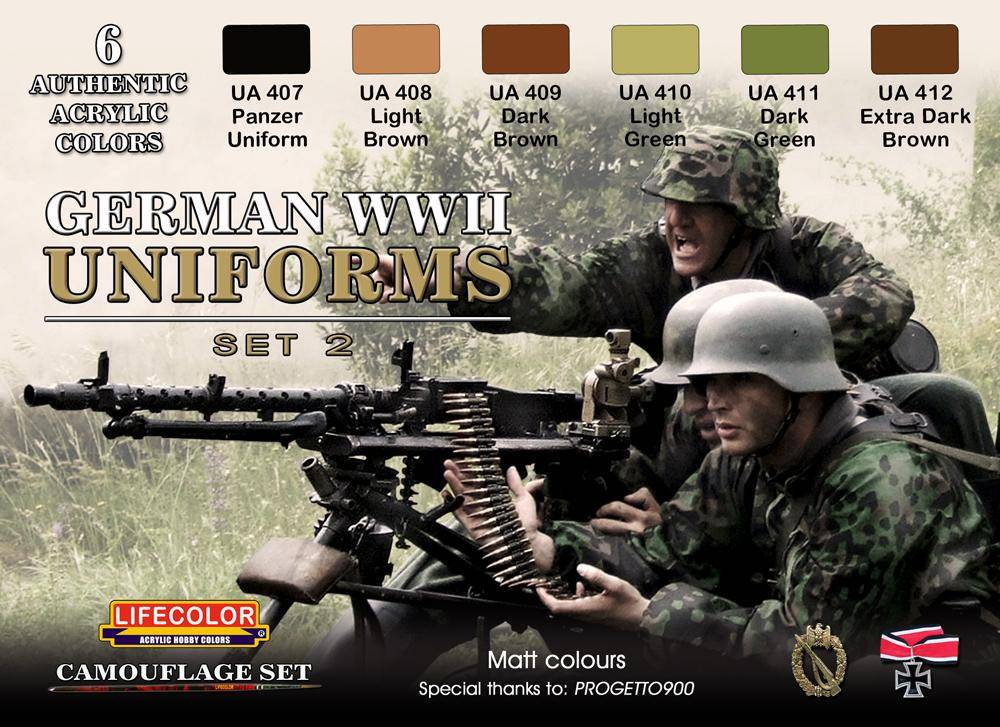 GERMAN WWII UNIFORMS SET-2 6x 22ml acrylic colours