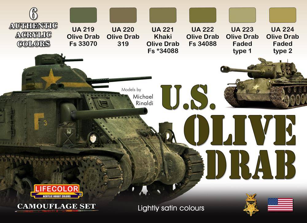 U.S. OLIVE DRAB 6x 22ml acrylic colours