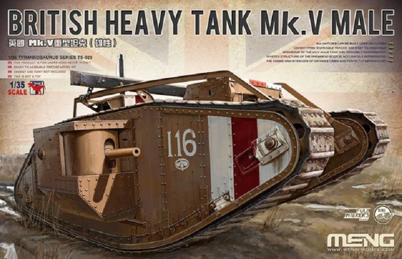 BRITISH HEAVY TANK Mk.V MALE (with full interior)