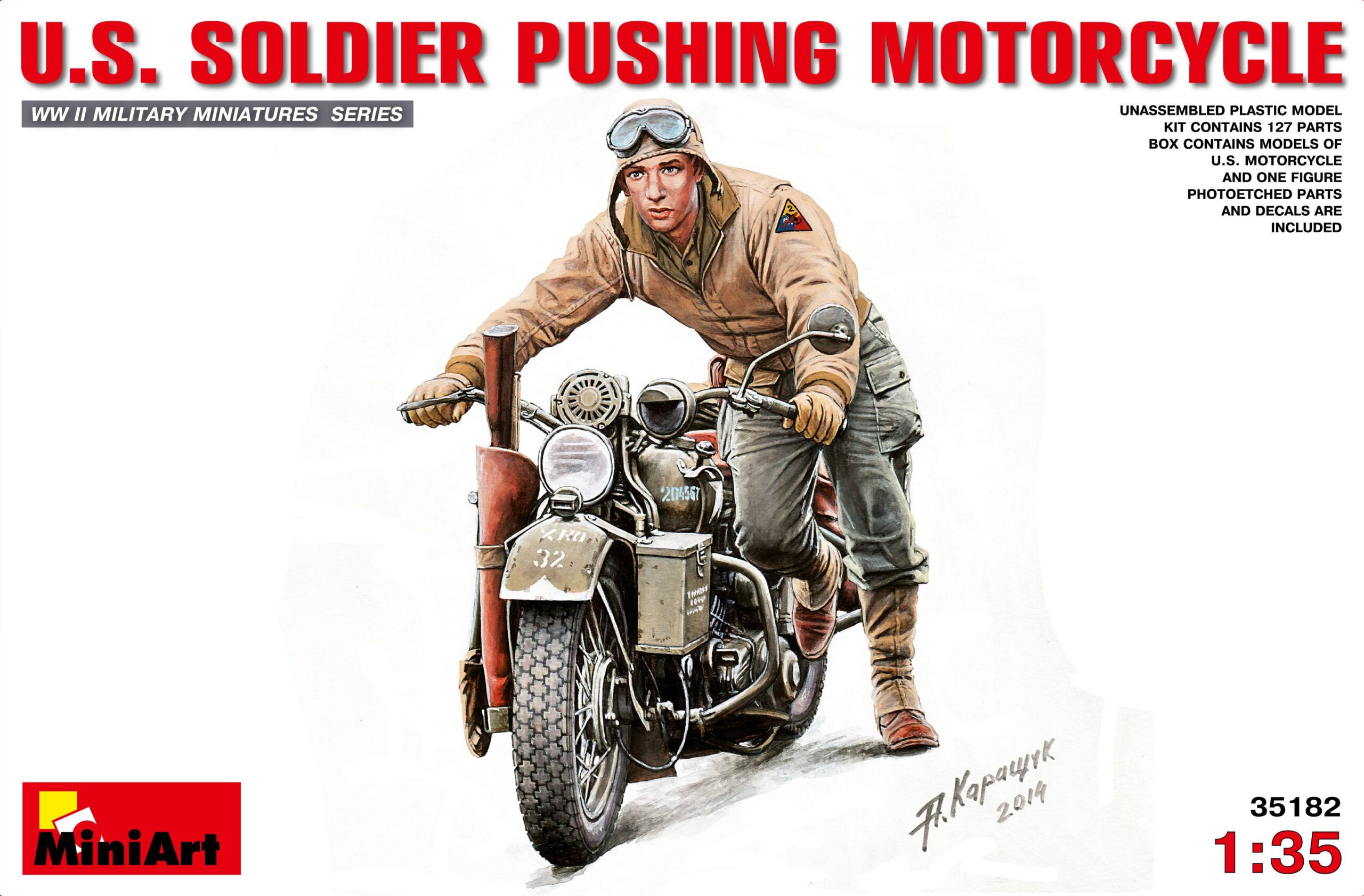 U.S. SOLDIER PUSHING MOTORCYCLE
