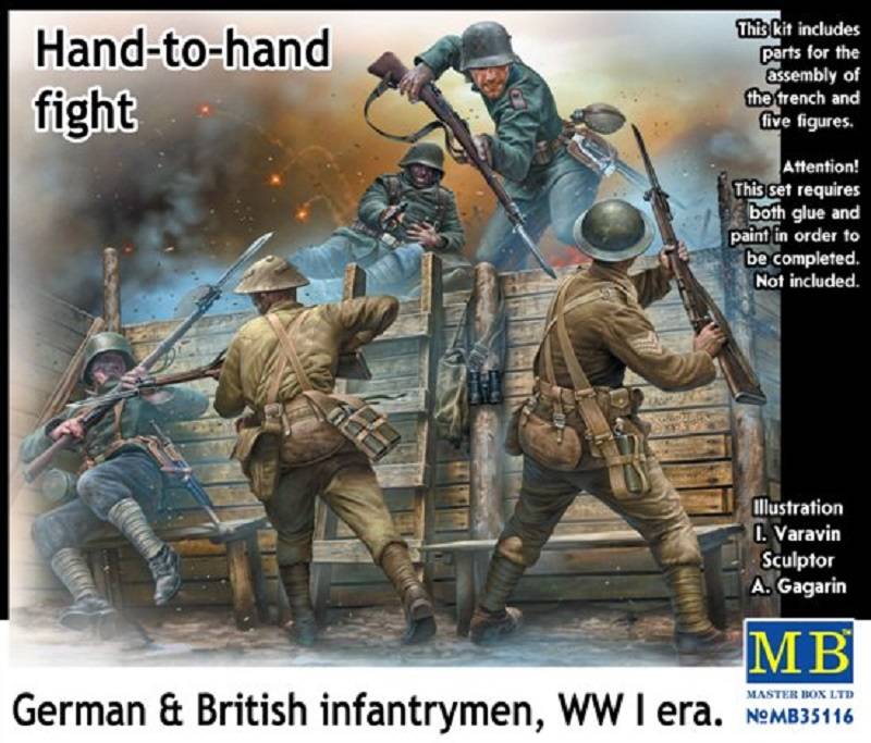 BRITISH & GERMAN INFANTRYMEN HAND TO HAND FIGHT WWI ERA