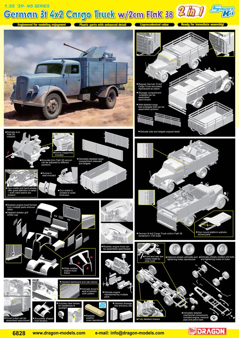 German 3t 4x2 Truck w/2cm FlaK 38 (2 in 1) - Smart Kit – Image 2