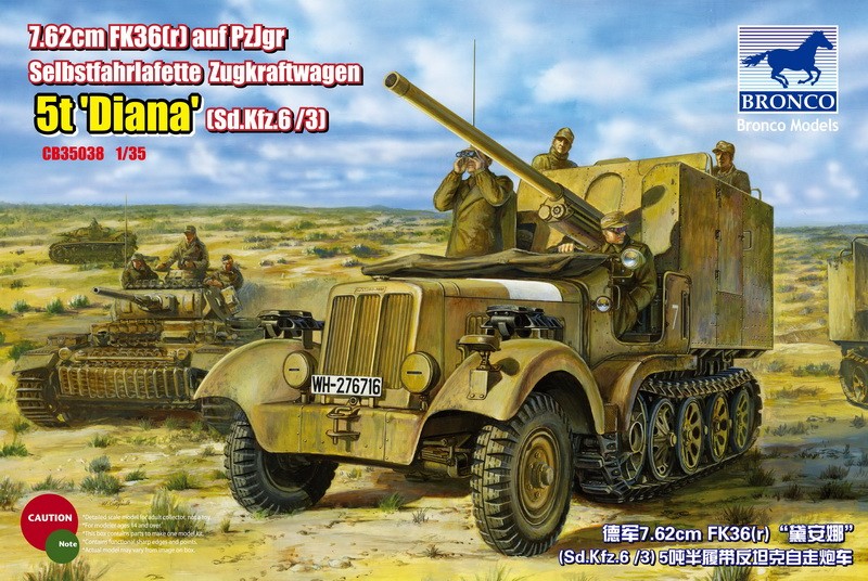 7.62cm FK36(r) auf PzJrg Selbstfahrlafette Zugkraftwagen 5t "DIANA" Sd.Kfz.6/3 1/35ème maquette char promo