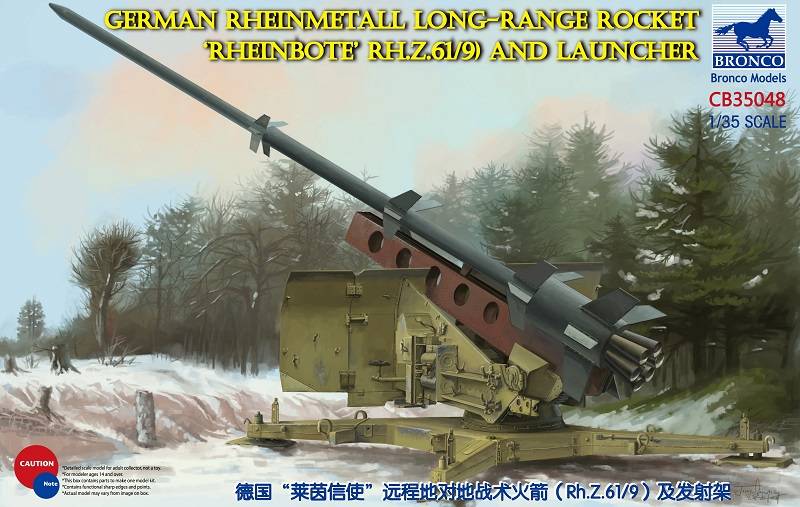German Rheinmetall Long-Range Rocket Rheinbote Rh.Z.61/9 and launcher