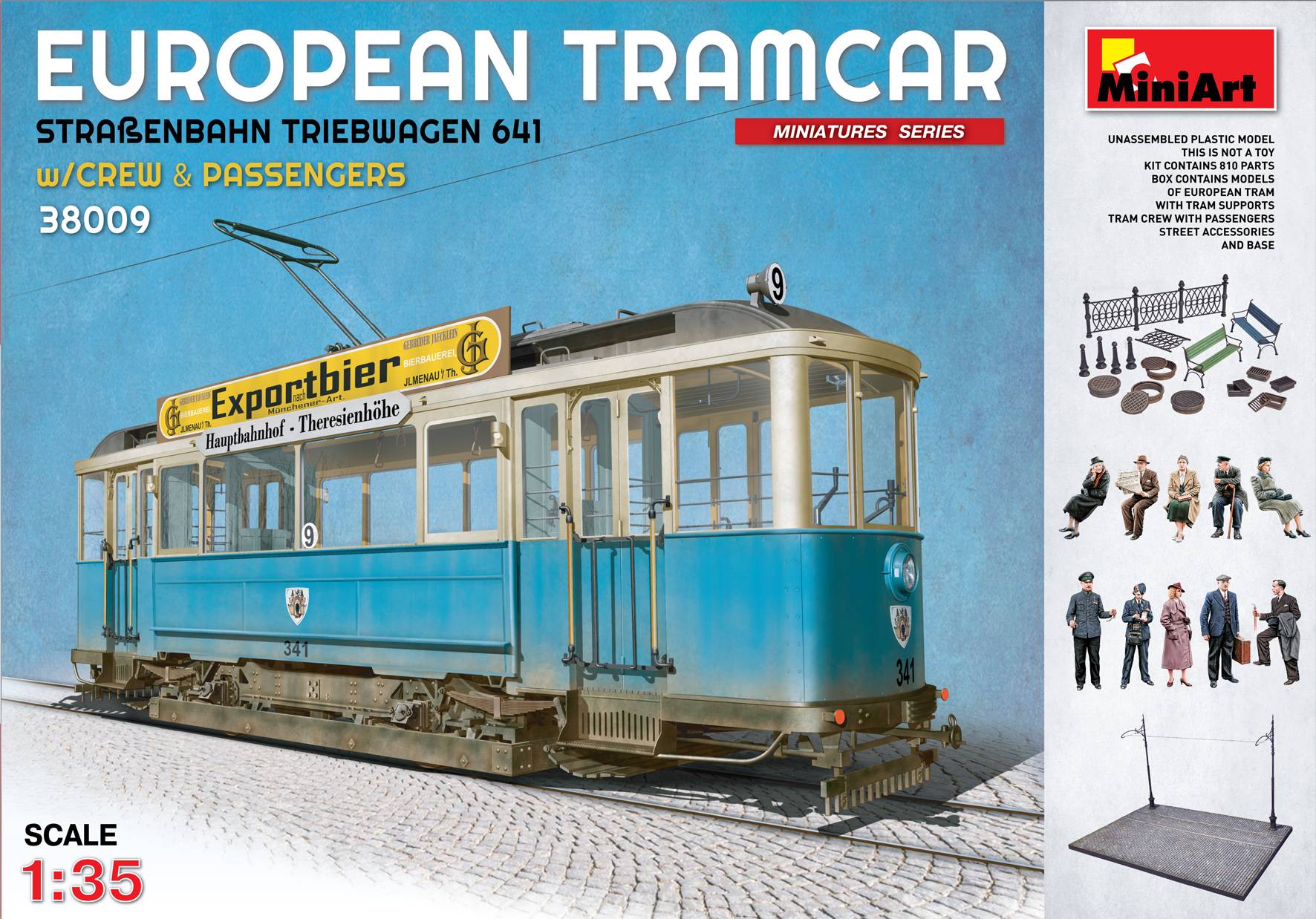 EUROPEAN TRAMCAR (StraBenbahn Triebwagen 641) w/CREW & PASSENGERS