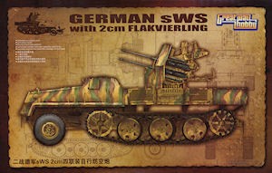 SEMI CHENILLE LOURD ALLEMAND sWS avec CANON ANTI AERIEN 2cm FLAKVIERLING 1944/1945