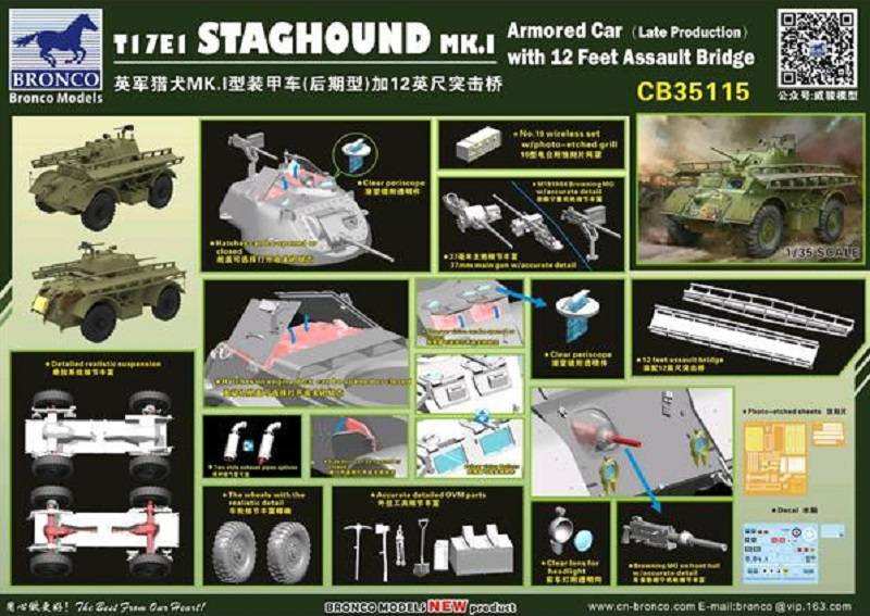 T17E1 Staghound MK.1 (Late Production) with 12 feet Assault Bridge – Image 2