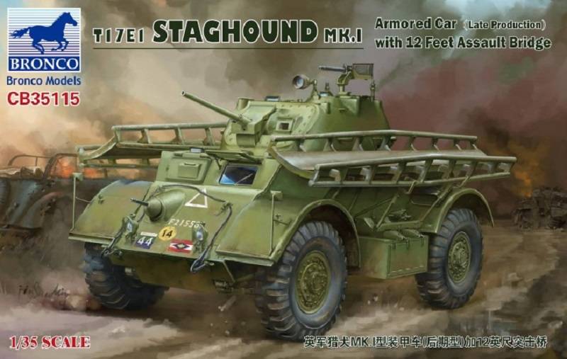 T17E1 Staghound MK.1 (Late Production) with 12 feet Assault Bridge