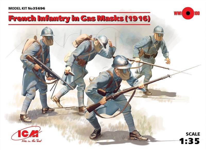French Infantry in Gas Masks (1916)