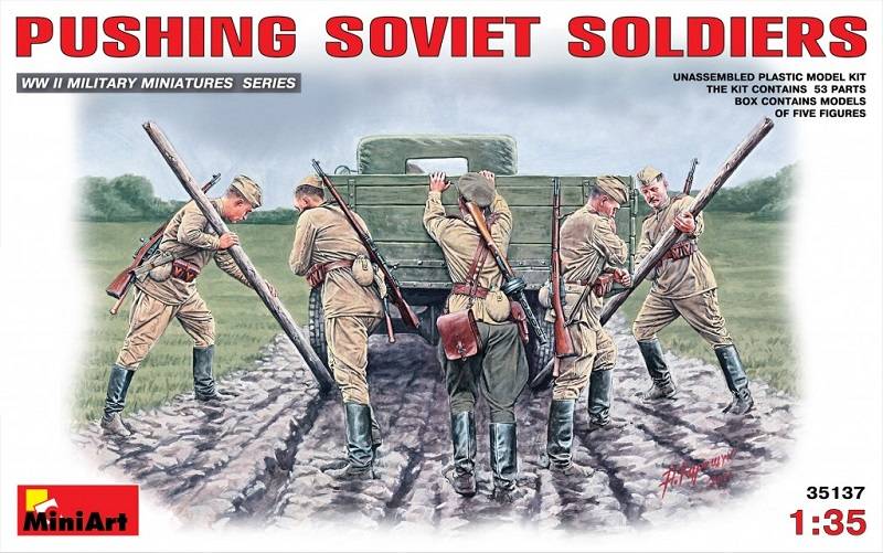 PUSHING SOVIET SOLDIERS