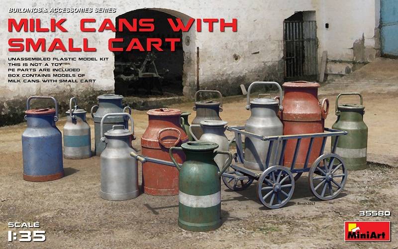 MILK CANS WITH SMALL CART
