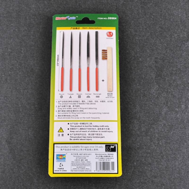 ASSORTIMENT DE 5 LIMES (DENTS MOYENNES) 3x140mm + BROSSE EN LAITON – Image 2