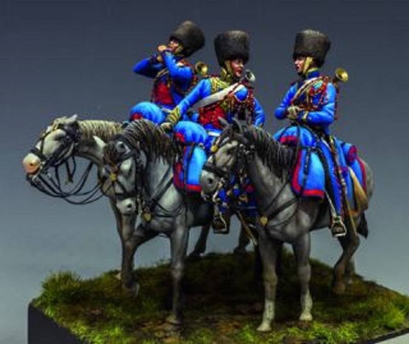 Trompettes Chasseurs à cheval de la garde Wagram 1809 en petiter tenue