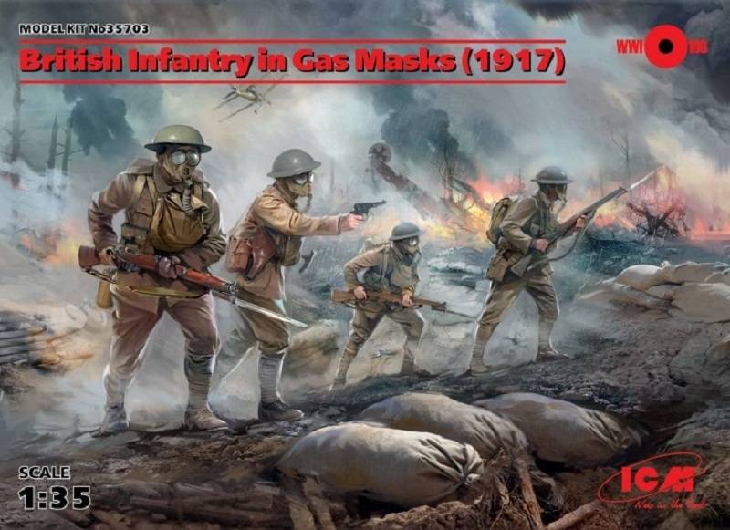 British Infantry in gas masks 1917