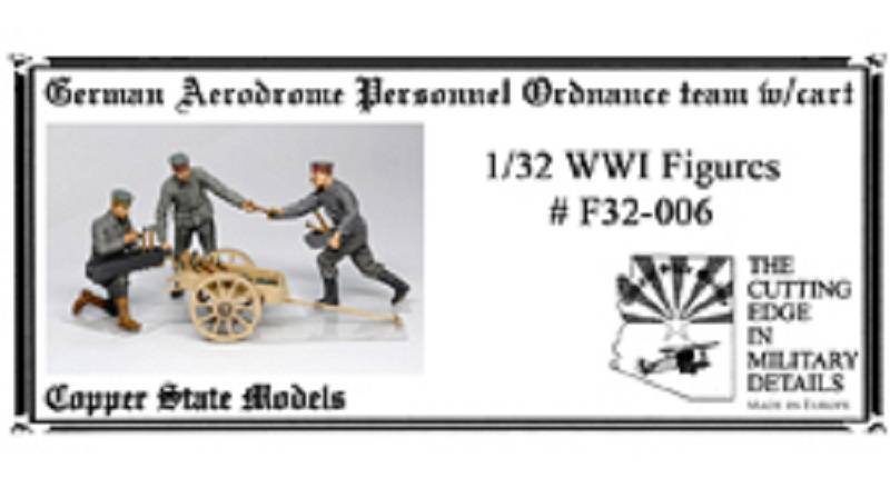 German aerodrome personnel ordnance team with cart