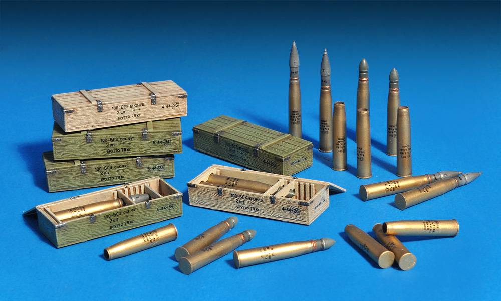 SOVIET 100-mm SHELLS w/AMMO BOXES – Image 2