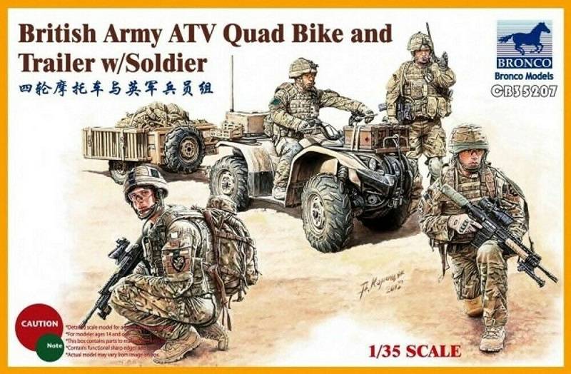 British Army ATV Quad Bike and Trailer w/Soldier