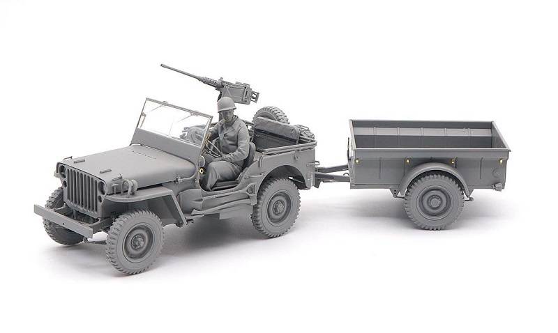 Camion utilitaire de 1/4 tonne de l'armée américaine avec remorque utilitaire de 1/4 tonne et figurine MP – Image 11