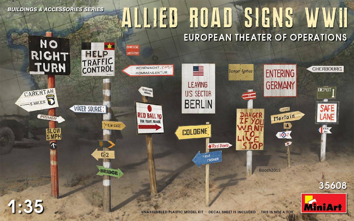 ALLIED ROAD SIGNS WWII. EUROPEAN THEATRE OF OPERATIONS