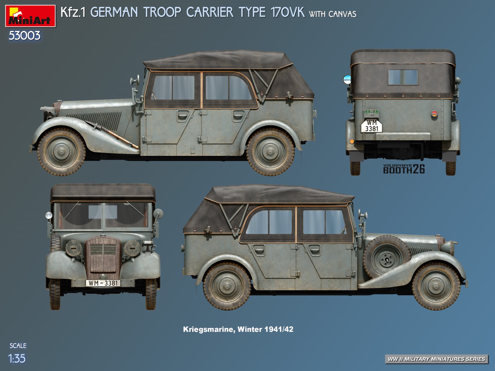 Kfz.1 GERMAN TROOP CARRIER TYPE 170VK WITH CANVAS – Image 2