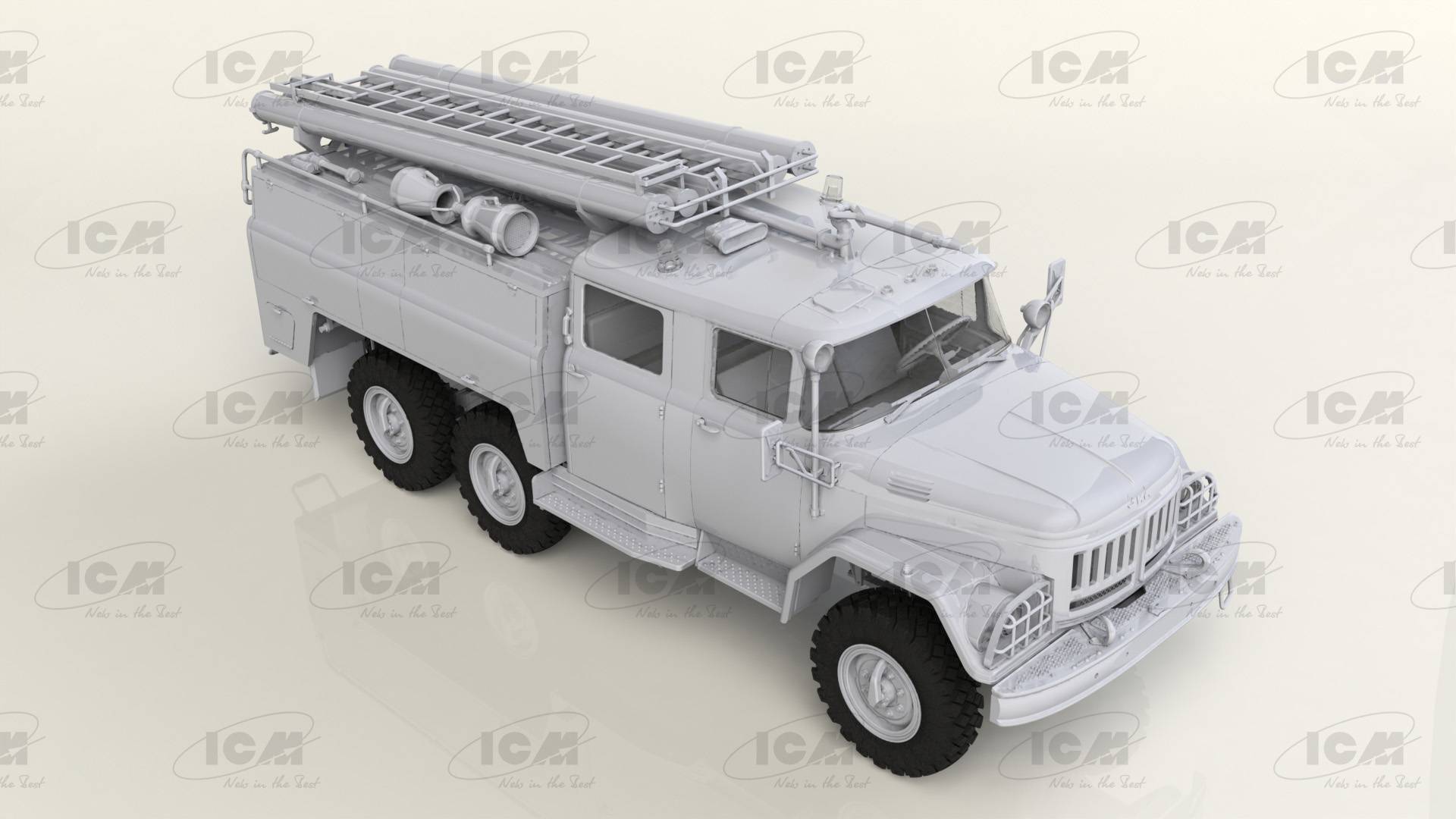 Chernobyl 2. Fire Fighters (AC-40-137A firetruck 4 figures diorama base with background) – Image 2