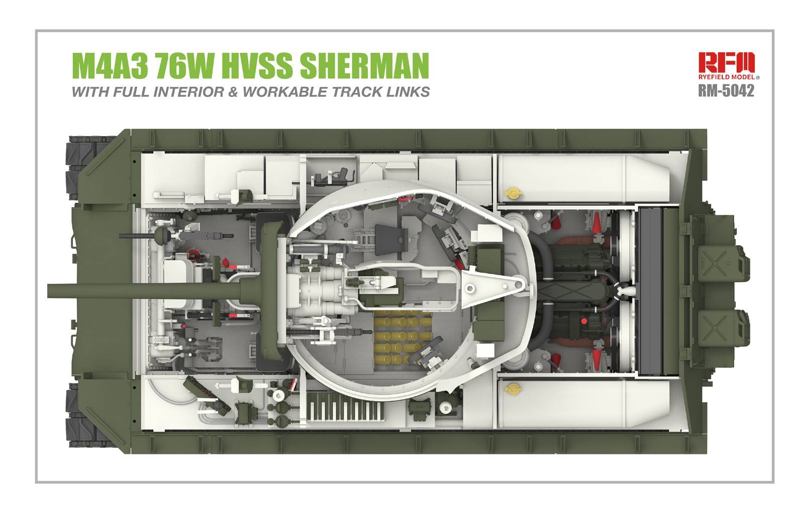 M4A3 76W HVSS Sherman With full interior and workable track links – Image 4