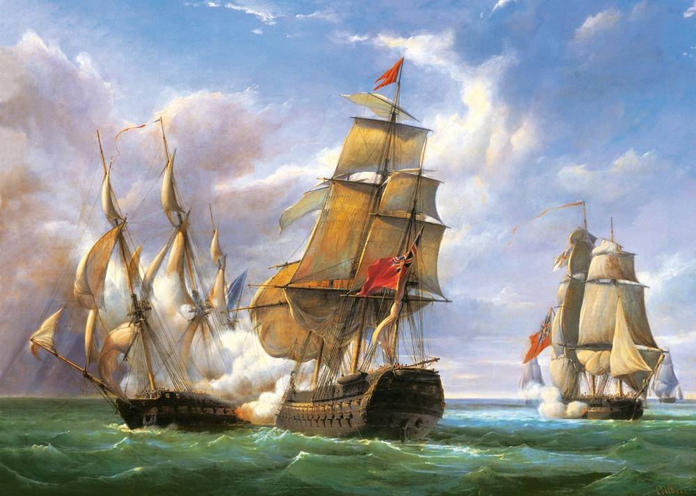 Combat between the French Frigate La Canonniere and the English Vessel The Tremendous – Image 2