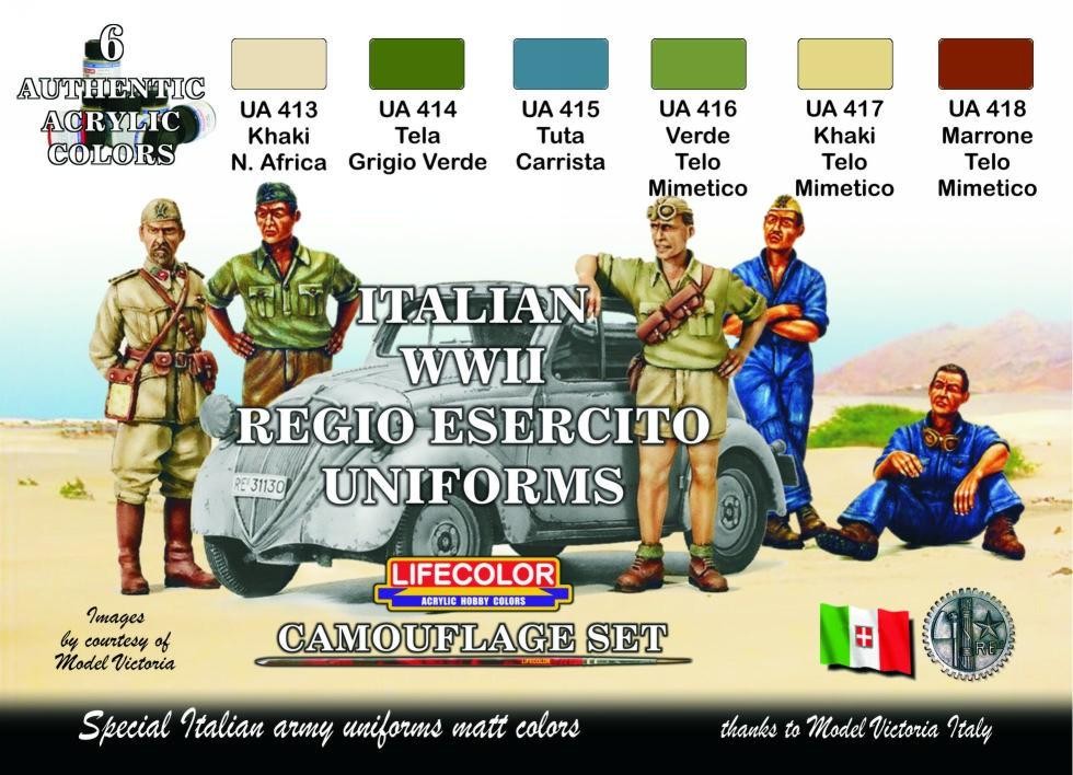 ITALIAN WWII REGIO ESERCITO UNIFORMS COLOURS 6x 22ml acrylic colours