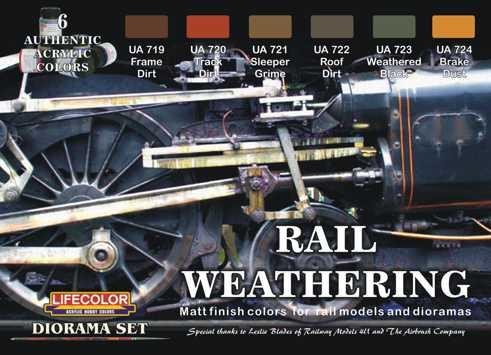 WEATHERING OF TRAINS 6x 22ml acrylic colours