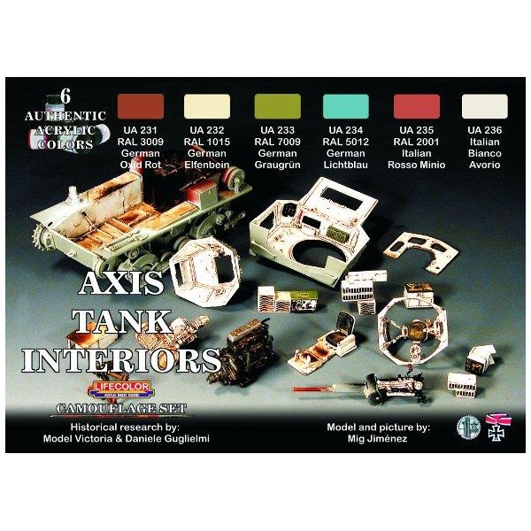 INTERIORS OF GERMAN AND ITALIAN TANKS WWII 6x 22ml acrylic colours