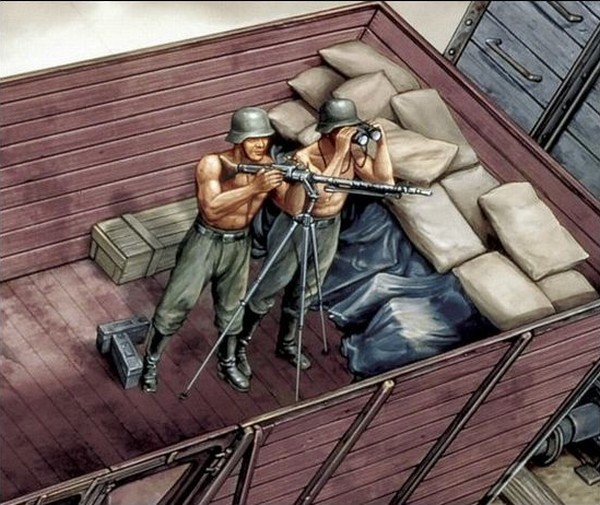 German Railway Gondola Typ Ommr w/AA gun crew – Image 3