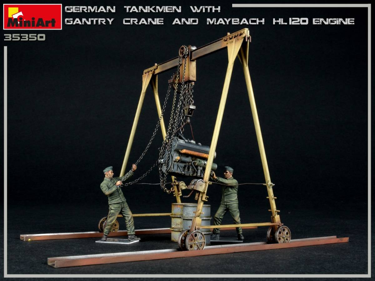 GERMAN TANKMEN WITH GANTRY CRANE & MAYBACH HL 120 ENGINE – Image 2