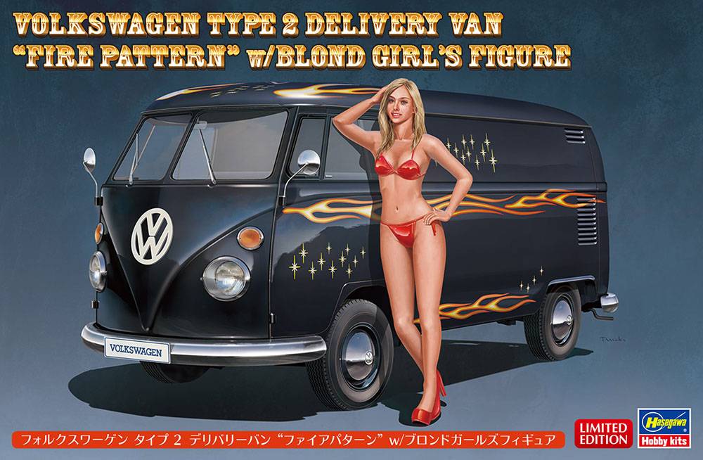 Volkswagen Type 2 Delivery Van "Fire Pattern" w/Blond Girl's Figure