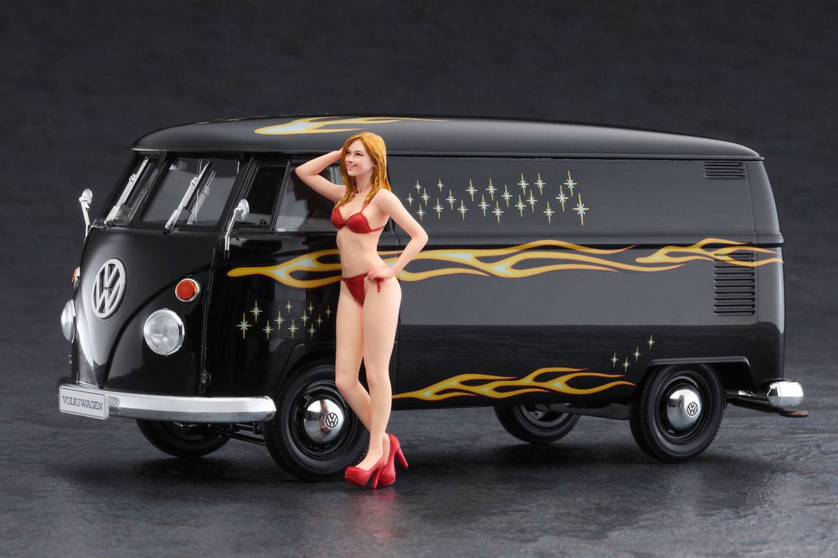 Volkswagen Type 2 Delivery Van "Fire Pattern" w/Blond Girl's Figure – Image 2