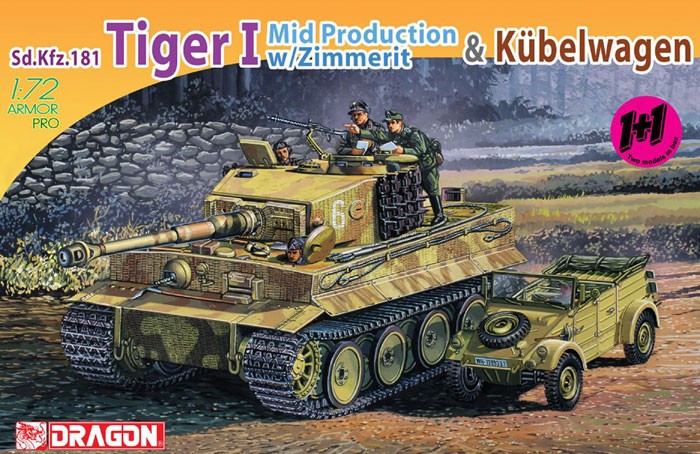 Sd.kfz.181 Tiger I Mid Production w/Zimmerit & kubelwagen