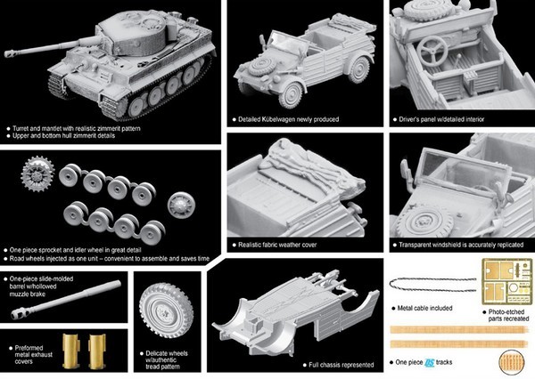Sd.kfz.181 Tiger I Mid Production w/Zimmerit & kubelwagen – Image 2