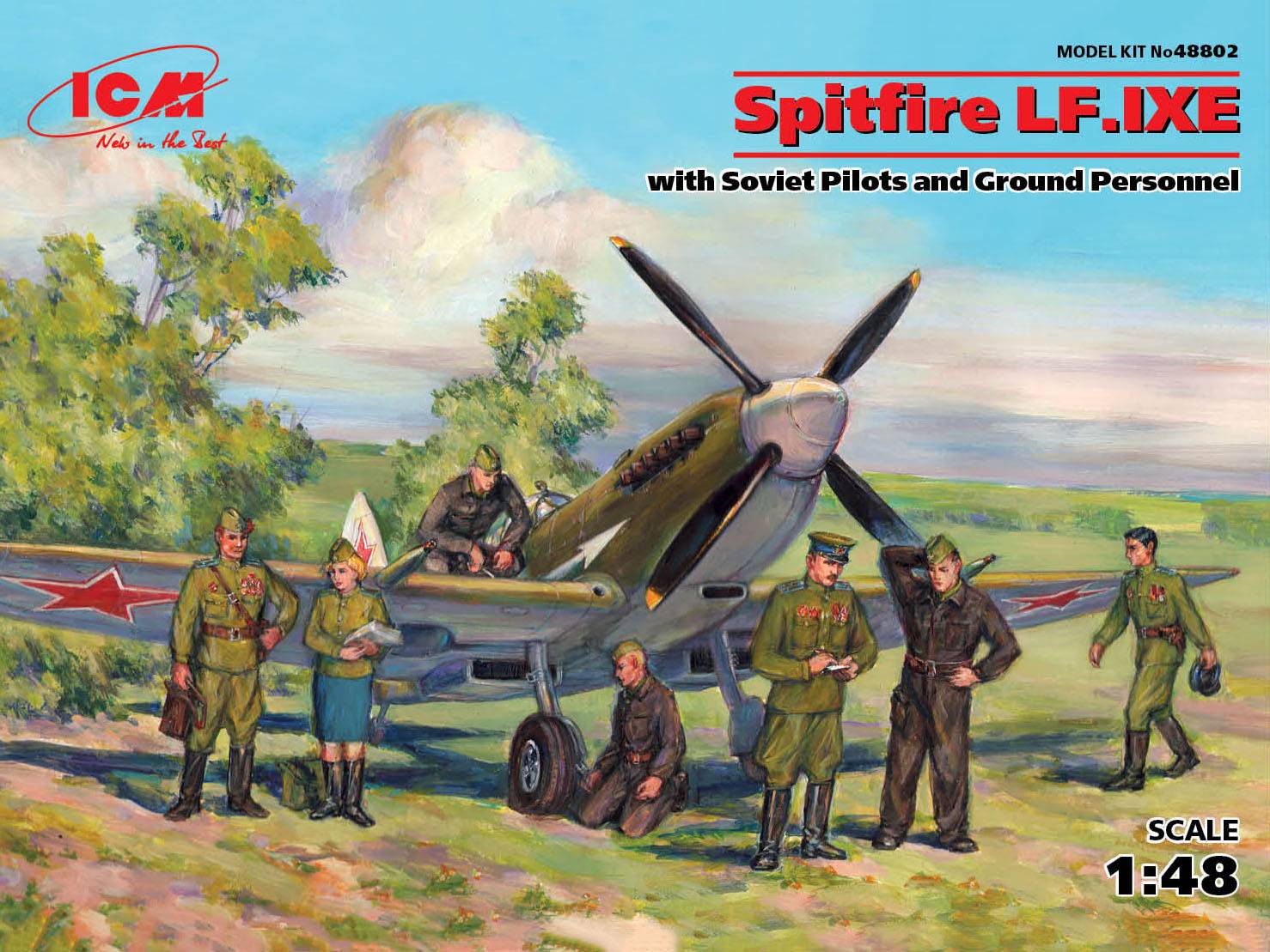 Spitfire LF.IXE with Soviet Pilots and Ground Personnel