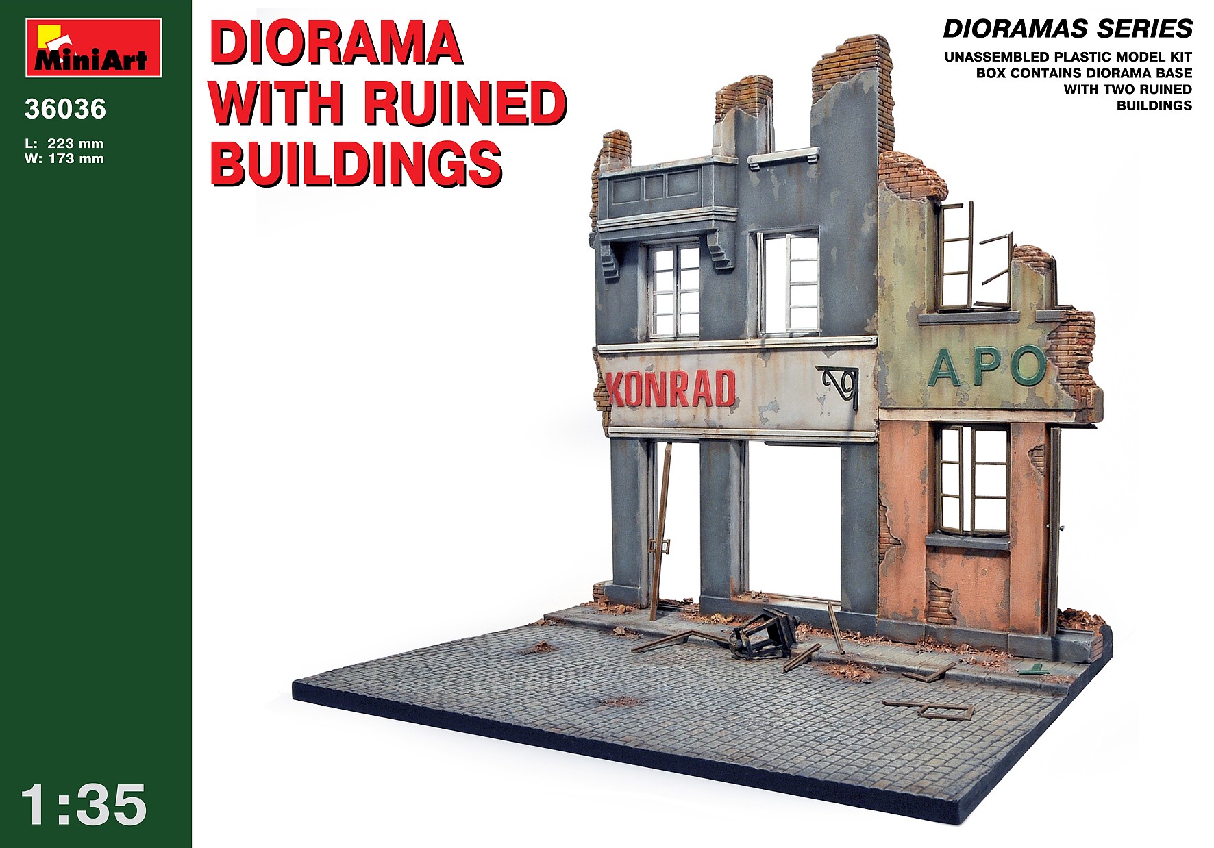 DIORAMA WITH RUINED BUILDINGS