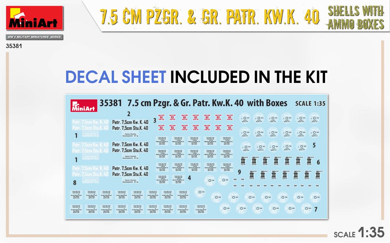 7.5 CM PZGR. & GR. PATR. KW.K. 40 SHELLS WITH AMMO BOXES – Image 3