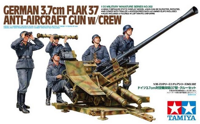 3.7cm FLAK37 Anti-Aircraft Gun - w/Crew Set