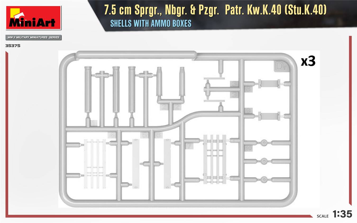 7.5 cm Sprgr., Nbgr. & Pzgr. Patr. Kw.K.40 (Stu.K.40) SHELLS WITH AMMO BOXES – Image 5