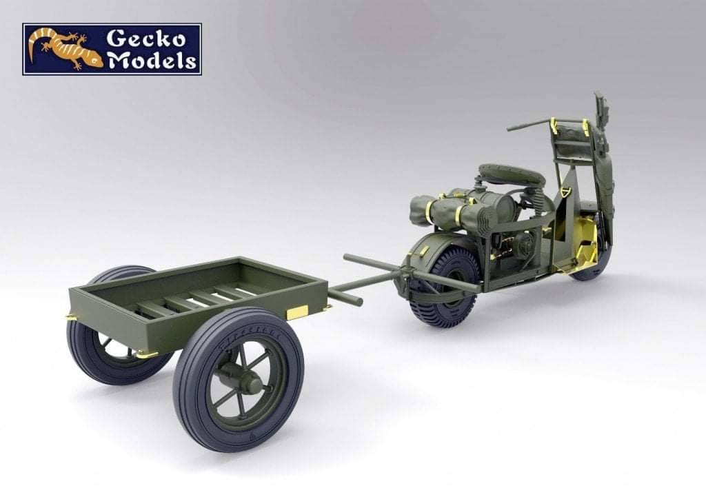 M53 Scooter Cushman w/John Wood M3A4 Utility Hand Cart Mod.1943 & US Paratroops (Set 1) – Image 3
