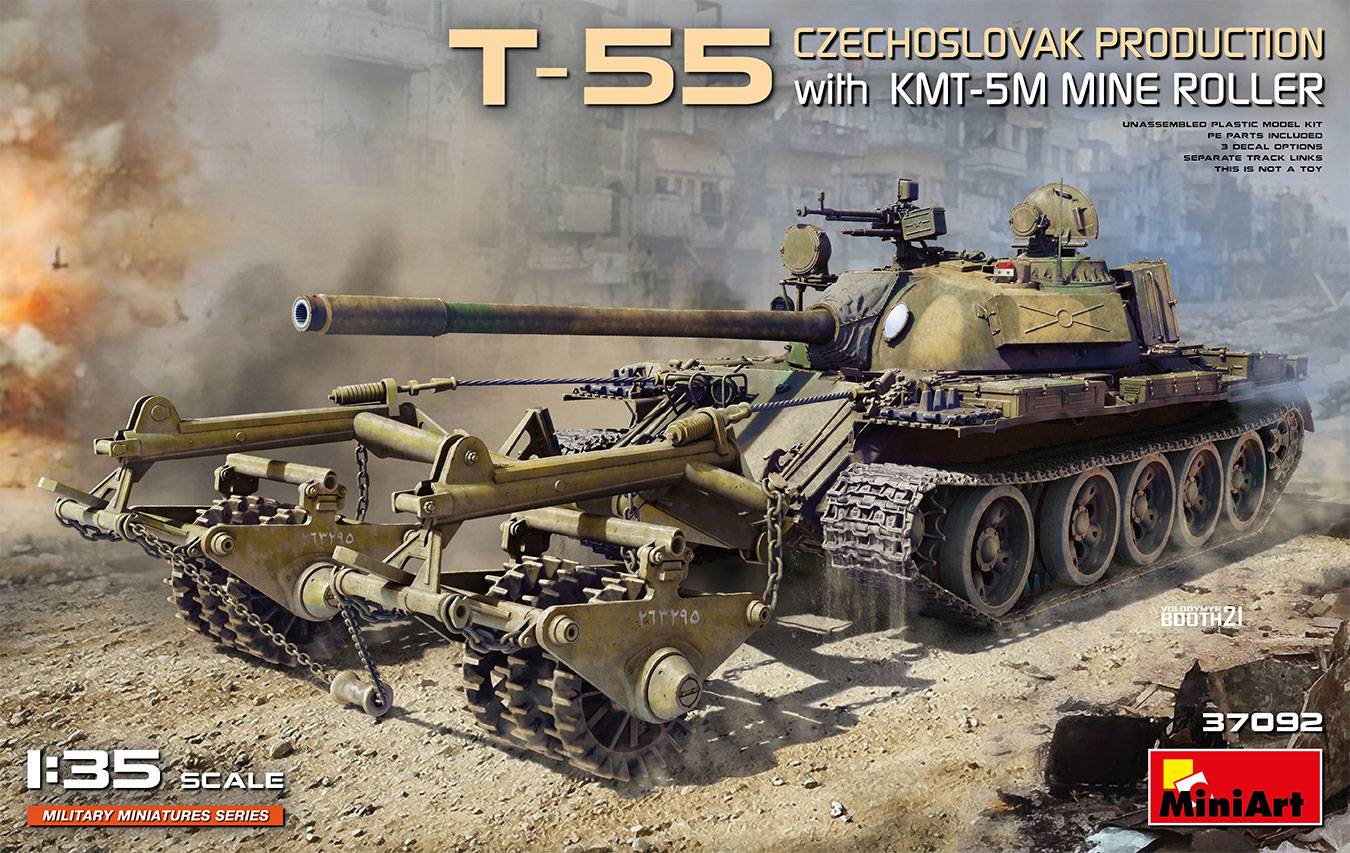 T-55 CZECHOSLOVAK PRODUCTION with KMT-5M MINE ROLLER