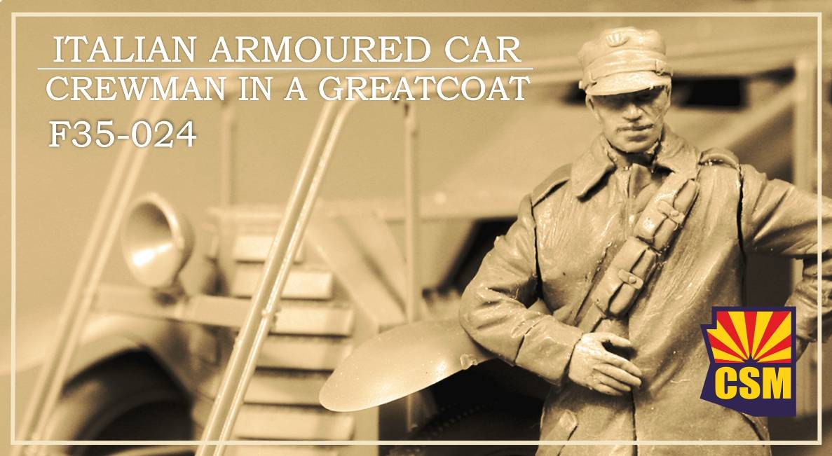 Italian Armoured Car Crewman in a greatcoat